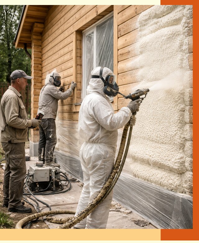 Утепление дома из бруса ППУ в Реутове от 4007 руб/м2 под ключ | ТепломастерРтв