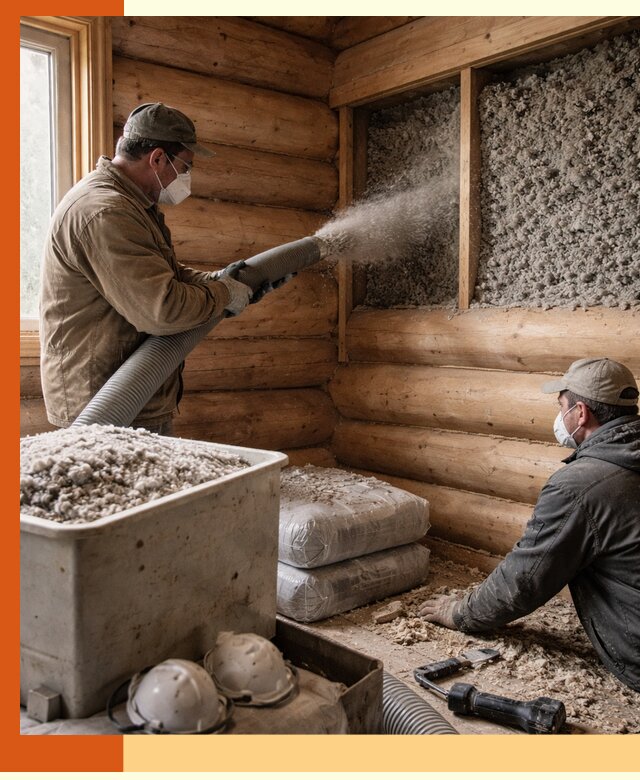 Утепление дома из бруса эковатой в Реутове