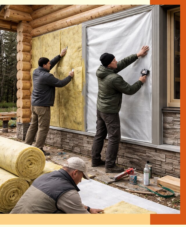 Утепление бревенчатого дома в Реутове от 7961 руб/м2 — заказать под ключ | ТепломастерРтв