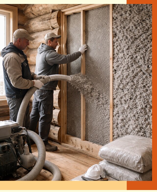 Утепление бревенчатого дома эковатой в Реутове от 2862 руб. | ТепломастерРтв