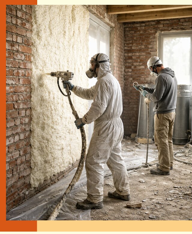 Утепление кирпичного дома пенополиуретаном в Реутове