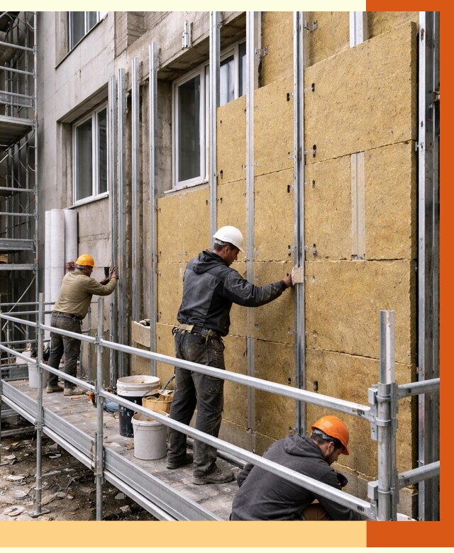 Утепление вентилируемого фасада в Реутове от 5828 руб/м2 — монтаж и утепление вентфасад | ТепломастерРтв