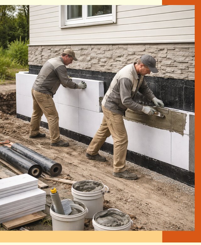 Утепление фундамента снаружи в Реутове от 4371 руб. за м² | ТепломастерРтв