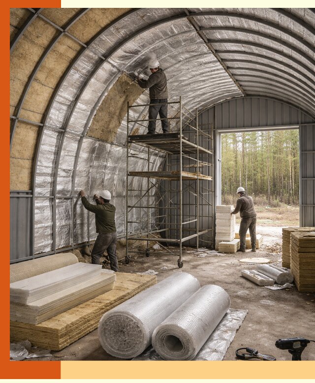 Утепление арочного ангара под ключ в Реутове