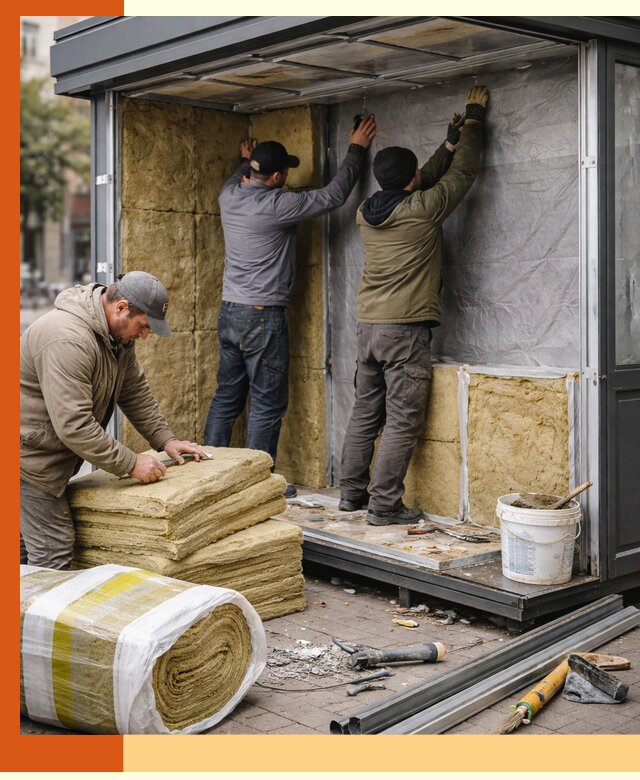 Утепление павильона шаурмы под ключ в Реутове