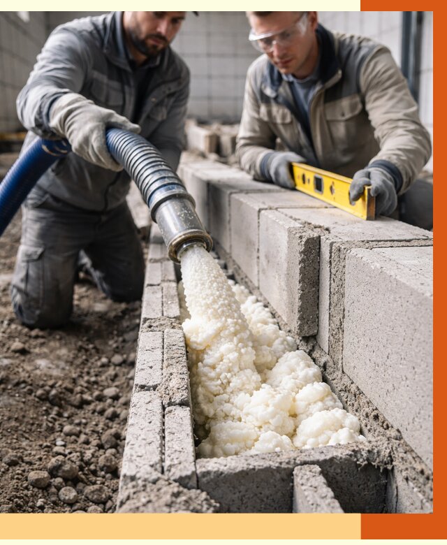 Заполнение колодцевой кладки ППУ в Реутове от 4371 руб. за м2 | ТепломастерРтв