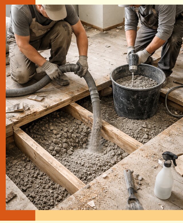 Заполнение пустот пола в Реутове полиуретаном и пенополистиролом