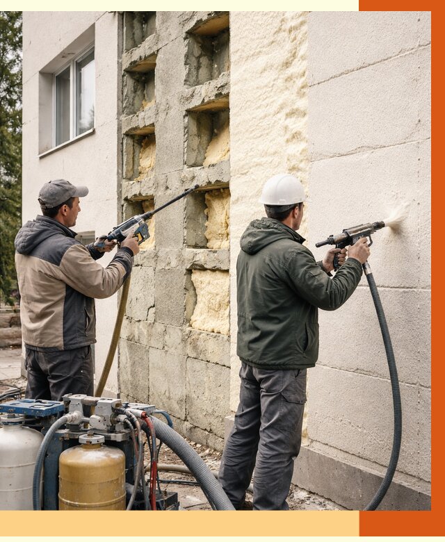 Заполнение пустот фасада в Реутове от 4683 руб. — утепление пустот облицовки | ТепломастерРтв