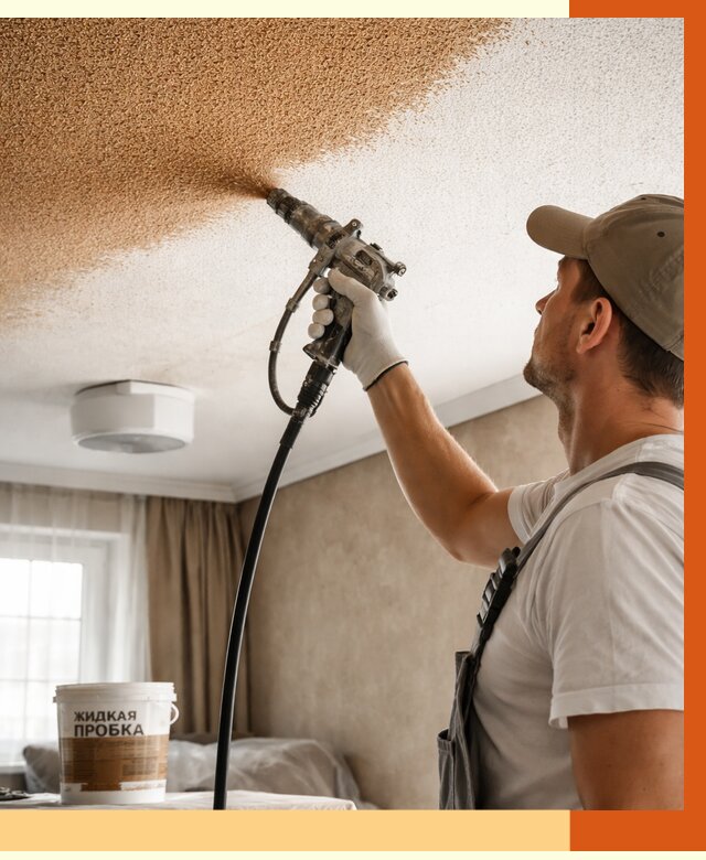 Утепление потолка жидкой пробкой в Реутове от 3642 руб. | ТепломастерРтв