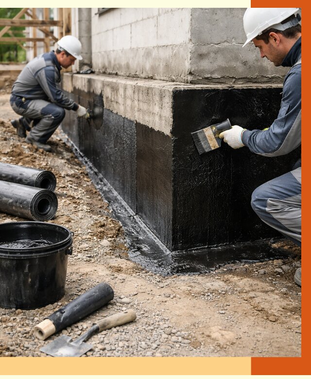 Гидроизоляция фундамента в Реутове от 1301 руб. — профессионально, под ключ | ТепломастерРтв