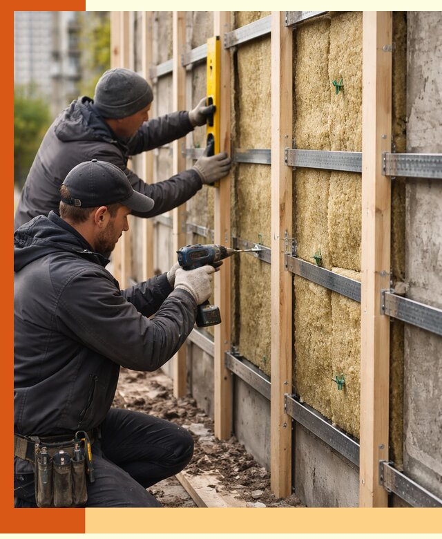 Монтаж обрешетки под утепление зданий и квартир в Реутове